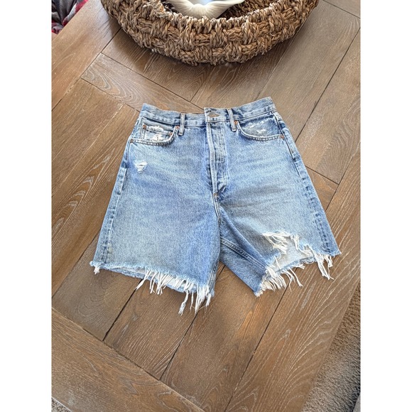Agolde Pants - AGOLDE Stella High Rise Distressed Denim Shorts Womens Light Wash 26